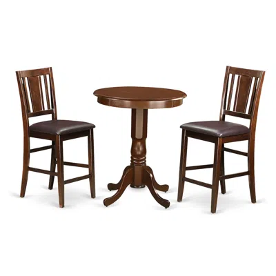East West Furniture 3 Pc Pub Table Set - High Table And 2 Kitchen Bar Stool.