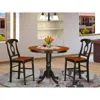 East West Furniture 3 Pc Pub Table Set - Small Kitchen Table And 2 Counter Height Stool.