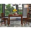 East West Furniture 3 Pc Pub Table Set-table And 2 Wood Counter Chairs In Brown