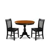 East West Furniture 3-pc Round Table Set Contains A Modern Kitchen Table And 2 Wooden Dining Chairs With Slatted Back - 