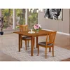 East West Furniture 3 Pc Set Milan Table With Leaf And 2 Leather Chairs In Saddle Brown .