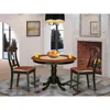 East West Furniture 3 Pc Set With A Round Dinette Table And 2 Leather Kitchen Chairs In Linen White