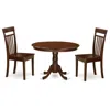 East West Furniture 3 Pc Set With A Round Dinette Table And 2 Leather Kitchen Chairs In Mahogany In Brown