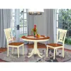 East West Furniture 3 Pc Set With A Round Dinette Table And 2 Wood Dinette Chairs In Buttermilk And Cherry .