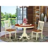 East West Furniture 3 Pc Set With A Round Dinette Table And 2 Wood Kitchen Chairs In Buttermilk And Cherry .