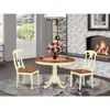 East West Furniture 3 Pc Set With A Round Kitchen Table And 2 Wood Dinette Chairs In Buttermilk And Cherry .