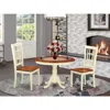 East West Furniture 3 Pc Set With A Round Small Table And 2 Wood Dinette Chairs In Buttermilk And Cherry .