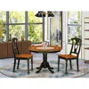 East West Furniture 3 Pc Set With A Round Small Table And 2 Wood Dinette In Black And Cherry .