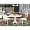 East West Furniture 3 Pc Set With A Round Table And 2 Wood Dinette Chairs In Linen White