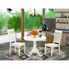 East West Furniture 3 Pc Set With A Table And 2 Wood Dinette Chairs In Linen White.