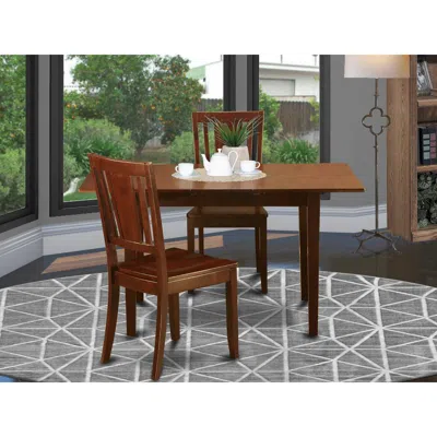 East West Furniture 3 Pc Small Dinette Set - Dining Tables For Small Spaces And 2 Dining Chairs In Brown