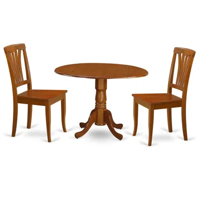 East West Furniture 3 Pc Small Kitchen Table And Chairs Set-kitchen Dining Nook And 2 Dining Chairs In Brown