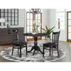 East West Furniture 3 Pc Small Kitchen Table And Chairs Set-round Kitchen Table And 2 Dinette Chairs
