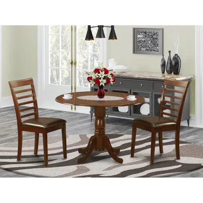 East West Furniture 3 Pc Small Kitchen Table And Chairs Set-round Kitchen Table And 2 Dining Chairs