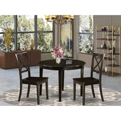 East West Furniture 3 Pc Small Kitchen Table And Chairs Set-round Table And 2 Dinette Chairs In Burgundy