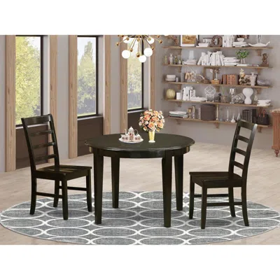 East West Furniture 3 Pc Small Kitchen Table And Chairs Set-table And 2 Wood Dining Chairs In Brown