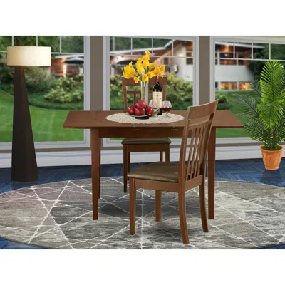 East West Furniture 3 Pc Small Kitchen Table Set - Table With Leaf And 2 Kitchen Chairs In Brown