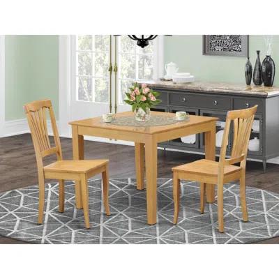 East West Furniture 3 Pc Small Kitchen Table Set -square Table And 2 Dining Chairs