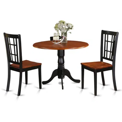East West Furniture 3 Pc Small Kitchen Table Set-kitchen Table And 2 Dinette Chairs. In Multi