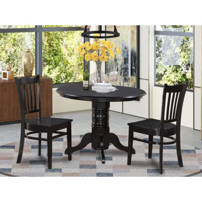 East West Furniture 3 Pc Small Kitchen Table Set-round Table And 2 Kitchen Chairs In Black