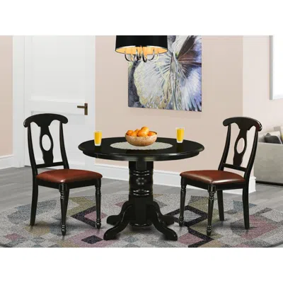 East West Furniture 3 Pc Table And Chair Set - Dining Table And 2 Kitchen Dining Chairs In Blue