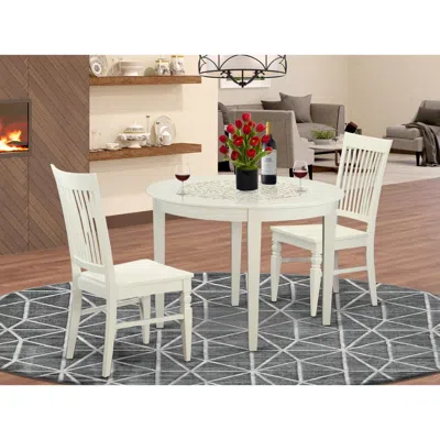 East West Furniture 3 Pc Table And Chair Set For 2-dinette Table And 2 Kitchen Chairs In White