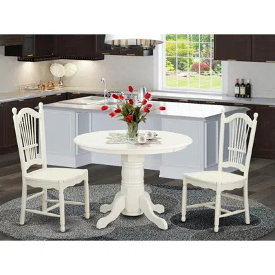 East West Furniture 3 Pc Table Set For 2-kitchen Table And 2 Dinette Chairs In Blue