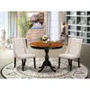 East West Furniture 3-pc Wooden Dinette Set Consists Of A Dinette Table And 2 Cream Linen Fabric Mid Century Modern Chai