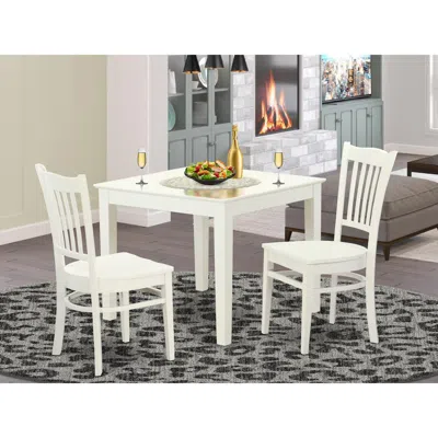 East West Furniture 3 Pcbreakfast Nook Table And 2 Wood Dining Room Chair In Linen White In Multi