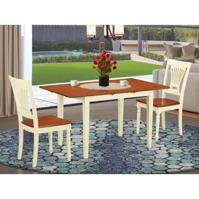 East West Furniture 3 Pckitchen Table Set-dining Table And 2 Kitchen Chairs In Brown