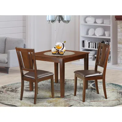 East West Furniture 3 Pcsmall Kitchen Table Set With A Dining Table And 2 Dining Chairs In Mahogany In Brown