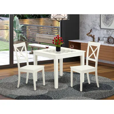 East West Furniture 3 Pcsquare Kitchen Table And 2 Wood Kitchen Dining Chairs In Linen White