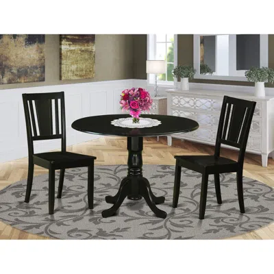 East West Furniture 3 Pctable And Chairs Set-dining Table And 2 Dining Chairs In Black