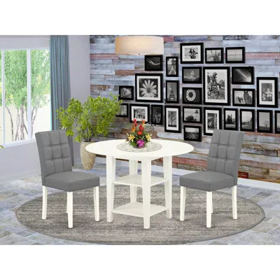 East West Furniture 3 Piece Contain A Dining Table Set Wood Table