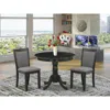East West Furniture 3-piece Dinette Room Set Consists Of A Wooden Dining Table And 2 Dark Gotham Grey Linen Fabric Uphol