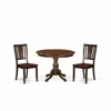 East West Furniture 3 Piece Dinette Set - Mahogany Dining Room Table And 2 Mahogany Kitchen & Dining Room Chairs In Brown