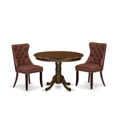East West Furniture 3 Piece Dinette Set In Brown