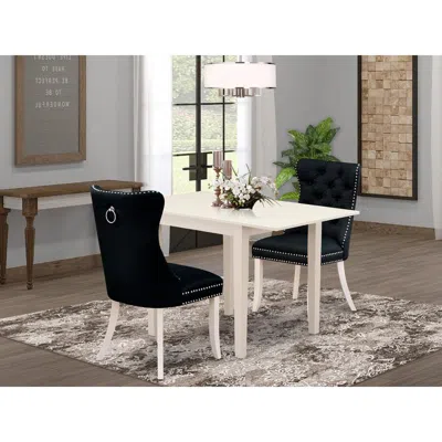 East West Furniture 3 Piece Dinette Set In Blue