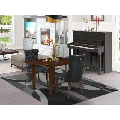 East West Furniture 3 Piece Dinette Set Consists Of A Rectangle Dining Table With Dropleaf