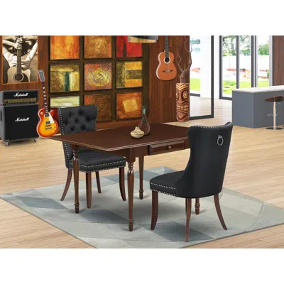 East West Furniture 3 Piece Dinette Set Consists Of A Rectangle Kitchen Table With Dropleaf In Multi