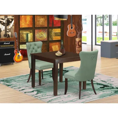 East West Furniture 3 Piece Dinette Set Consists Of A Square Kitchen Dining Table In Multi