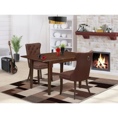 East West Furniture 3 Piece Dinette Set Contains A Rectangle Kitchen Table With Butterfly Leaf In Black