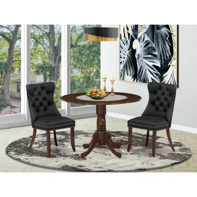 East West Furniture 3 Piece Dinette Set For Small Spaces In Black