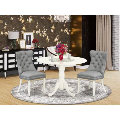 East West Furniture 3 Piece Dinette Set For Small Spaces Consists Of A Round Dining Table In Black