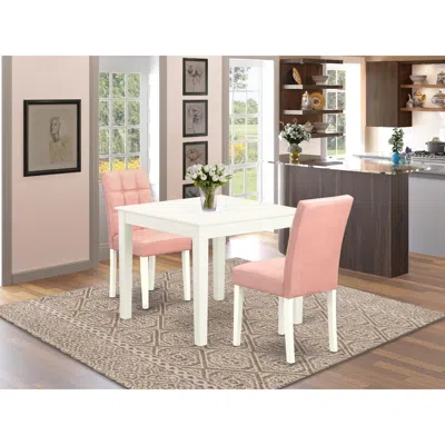 East West Furniture 3 Piece Dinette Table Set In Pink