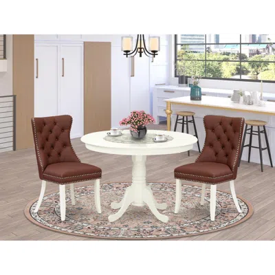 East West Furniture 3 Piece Dining Room Furniture Set