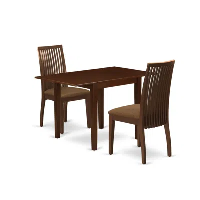 East West Furniture 3 Piece Dining Room Furniture Set Contains A Rectangle Dining Table In Brown