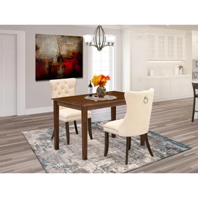 East West Furniture 3 Piece Dining Room Furniture Set Contains A Rectangle Solid Wood Table