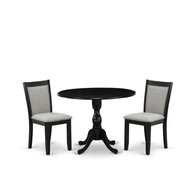East West Furniture 3-piece Dining Room Set In Gray