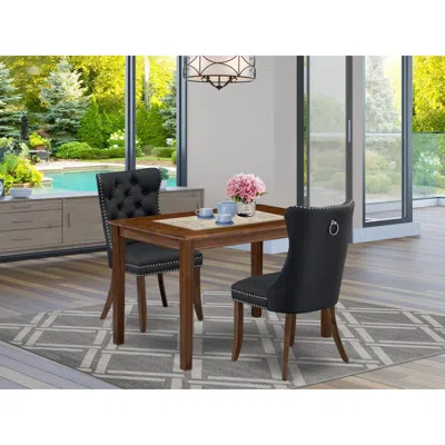 East West Furniture 3 Piece Dining Room Set Consists Of A Rectangle Solid Wood Table In Brown